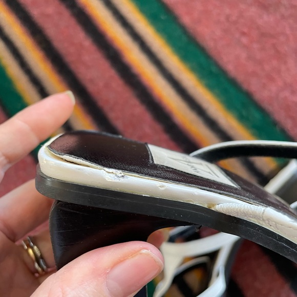 90 squared toe Strappy slide on heels white leather square heel Anne Klein - Picture 8 of 8